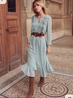 Sezane Celadon Cora Midi Dress